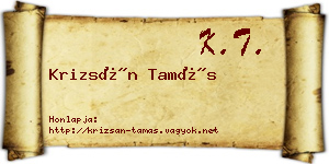 Krizsán Tamás névjegykártya